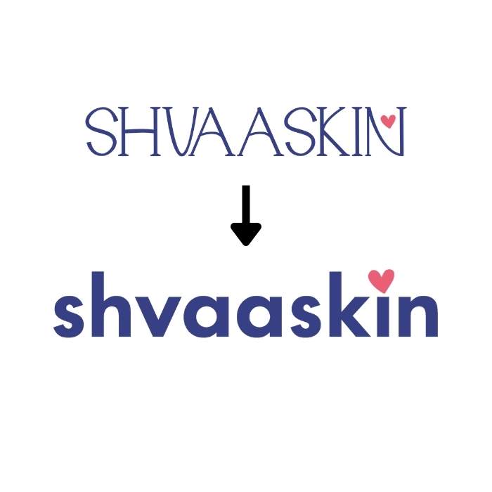 Comparison of 'SHVAASKIN' with an arrow pointing to 'shvaaskin' on a white background